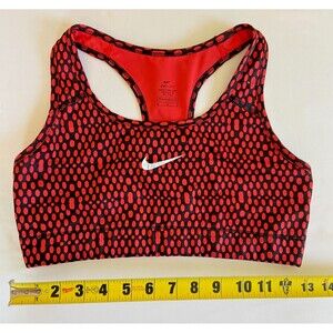 Nike Dri-Fit Sports Bra Womens Medium M Red Black Polka Dot Pattern Racerback